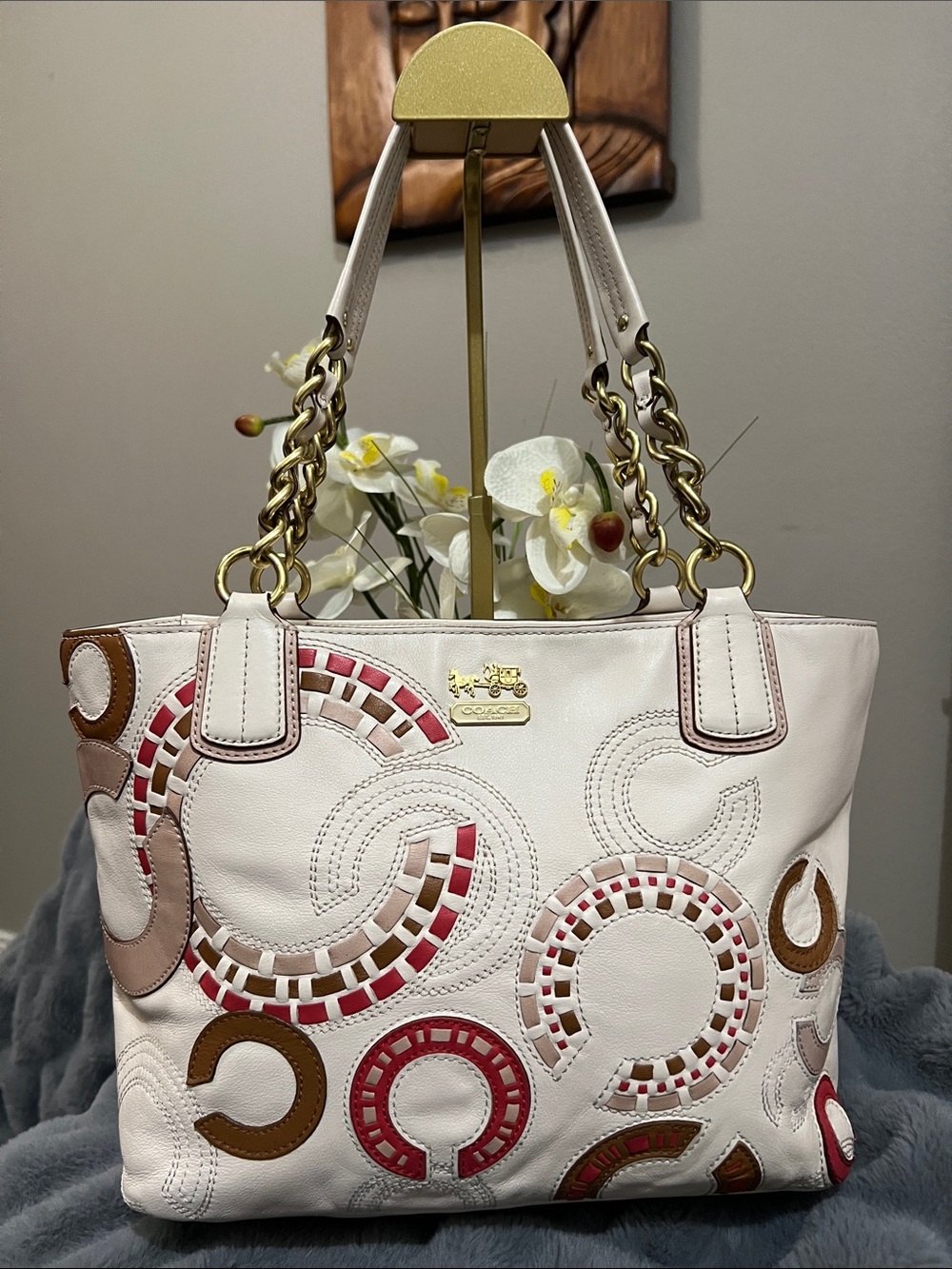 Coach Madison Whipstitch Parchment Leather Tote retail $539 EUC